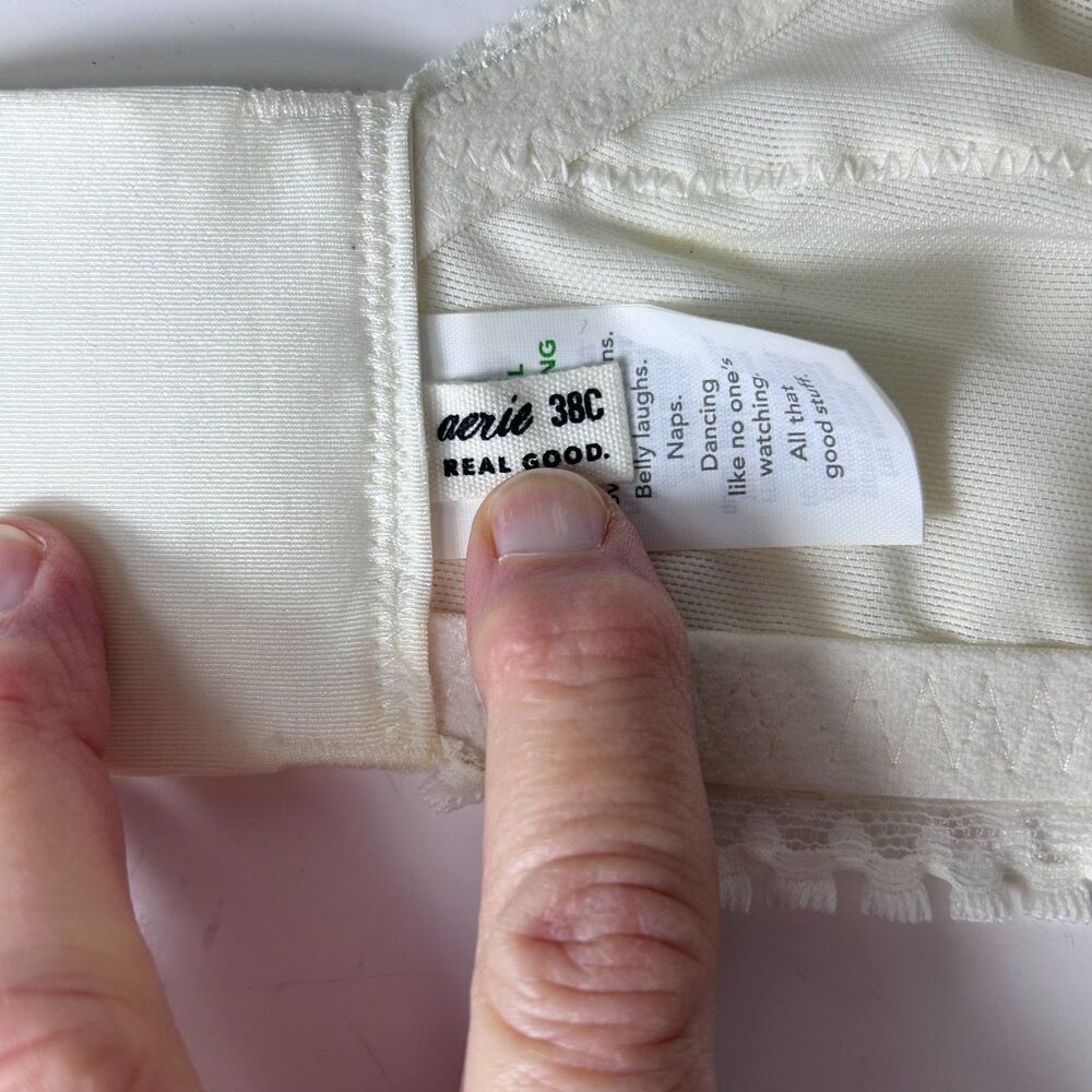 Aerie Real Power Women's Ivory Lace Wireless Convertible Push-Up Bra Size 38C - Picture 8 of 14